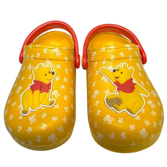 Disney Winnie The Pooh Clogs Toddler Sz 5 & 6 Yellow Easy-On/Off Swiveling Strap - Picture 1 of 7